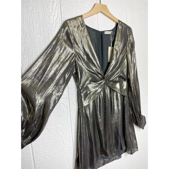 RAMY BROOK Elise Silk Metallic Twist Front Dress US 4 NWT $495 - Picture 5 of 13